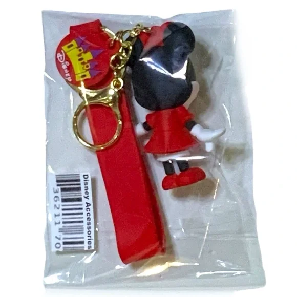 Disney Keychain Minnie Mouse Cartoon Silicone Pendant Keyring 3D Key Ring NEW - Picture 7 of 16